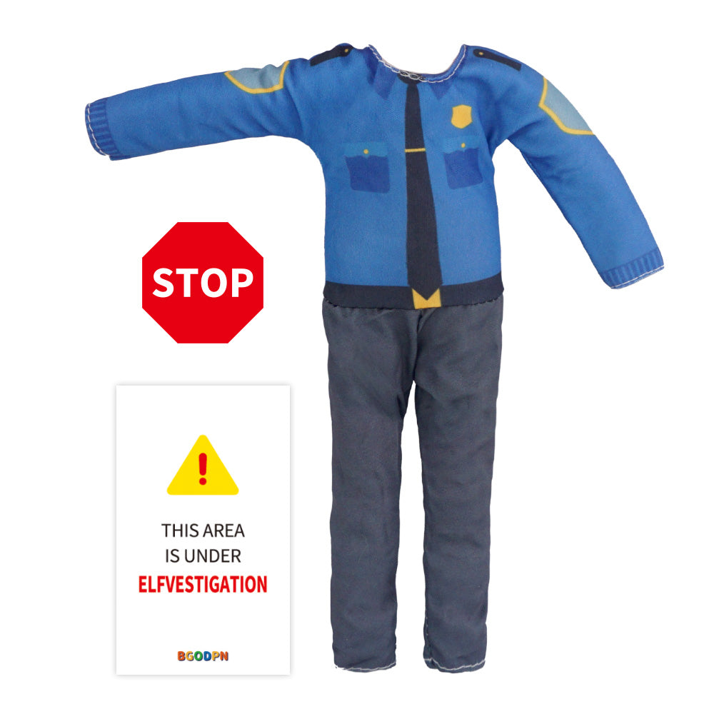 Police Officer Outfit Holiday Costume - Holiday Elf Props with Police Uniform and STOP Sign Card