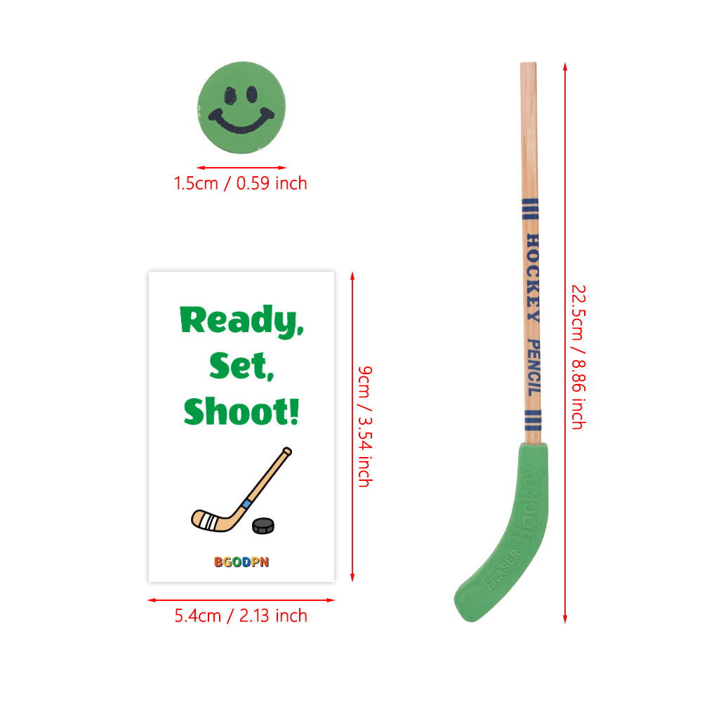Christmas elf prop set with hockey stick pencil, puck eraser, and activity card for holiday elf scene display