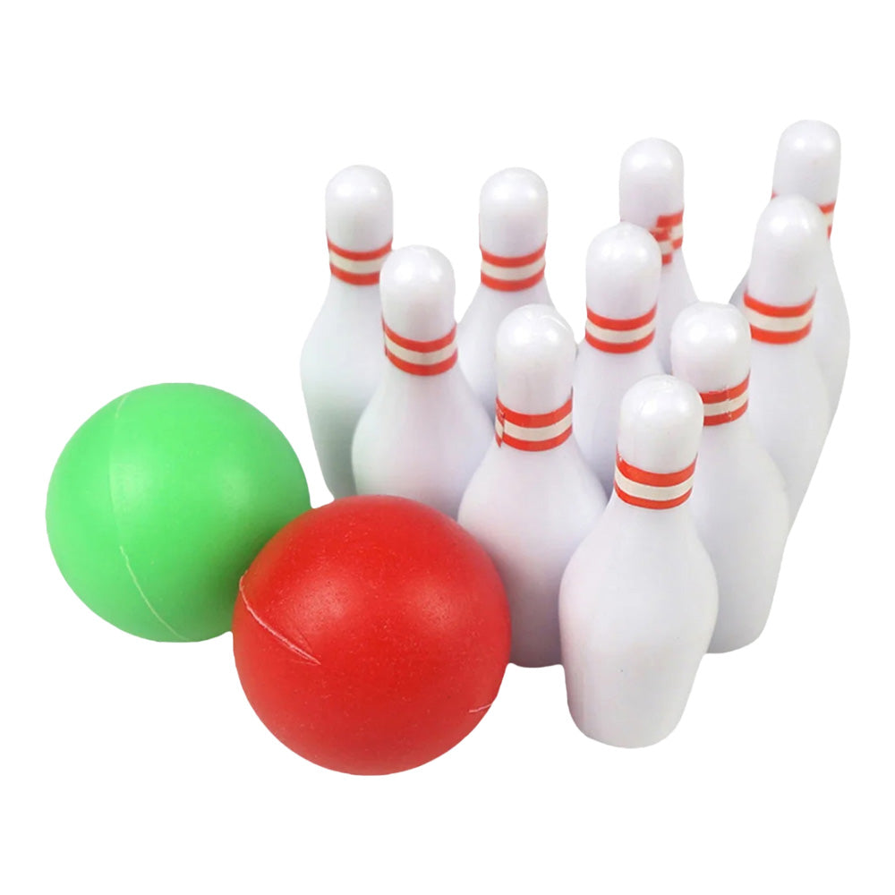 Bowling Games Set - Holiday Elf Props with Two Mini Balls and Ten Bowling Pins