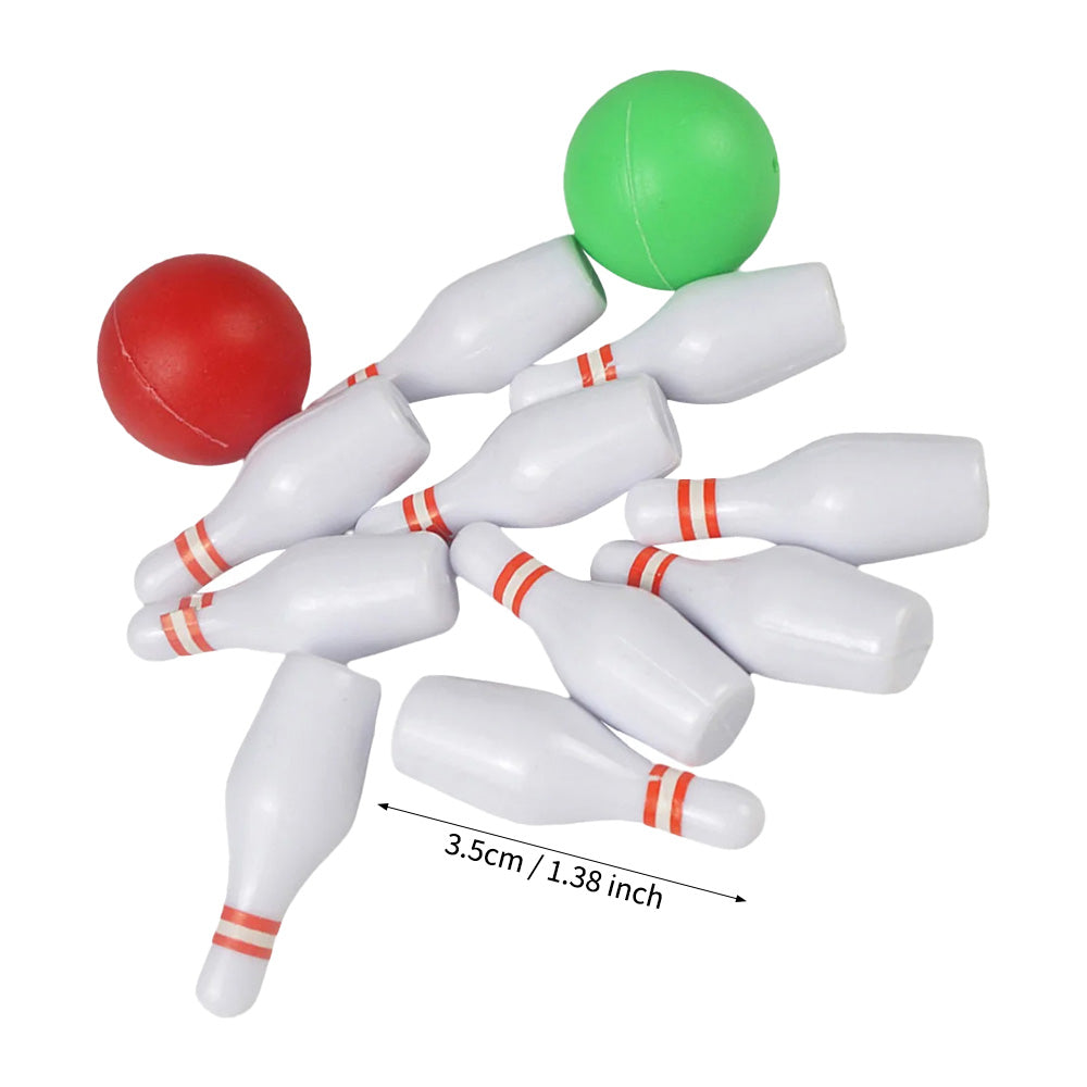 Bowling Games Set - Holiday Elf Props with Two Mini Balls and Ten Bowling Pins