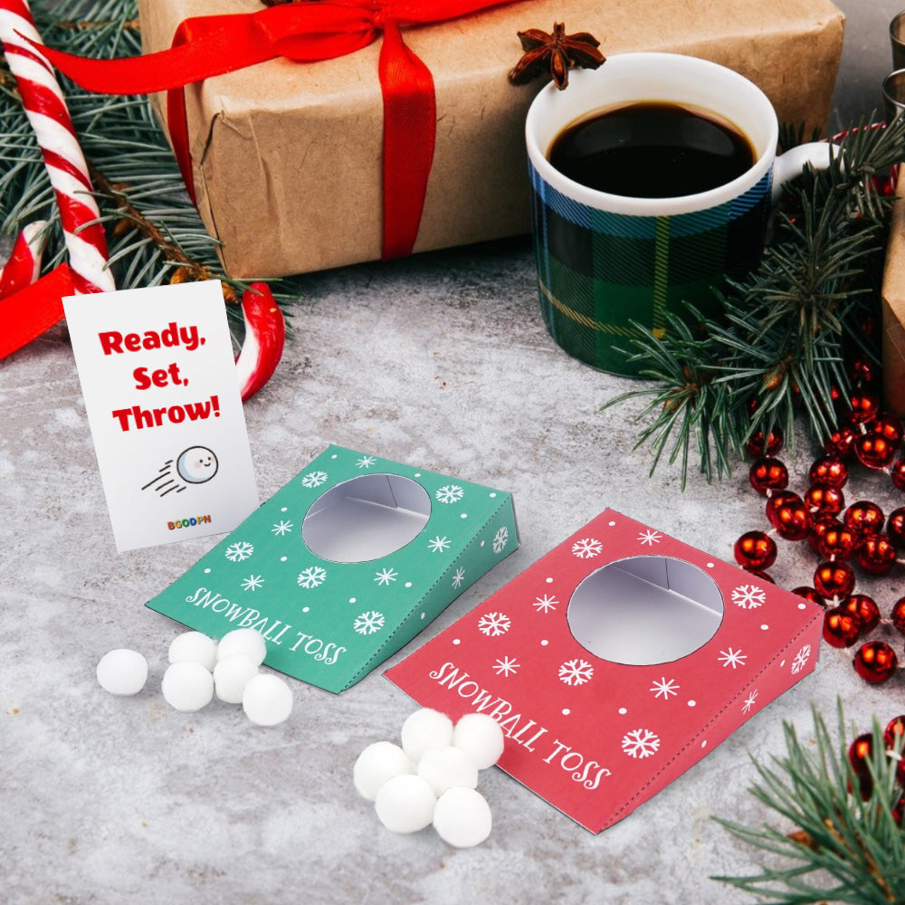Christmas elf prop set with target boards, foam snowballs, and activity card for holiday elf scene display