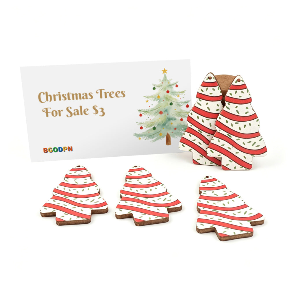Christmas tree farm elf prop set with miniature Christmas trees and tree farm sign