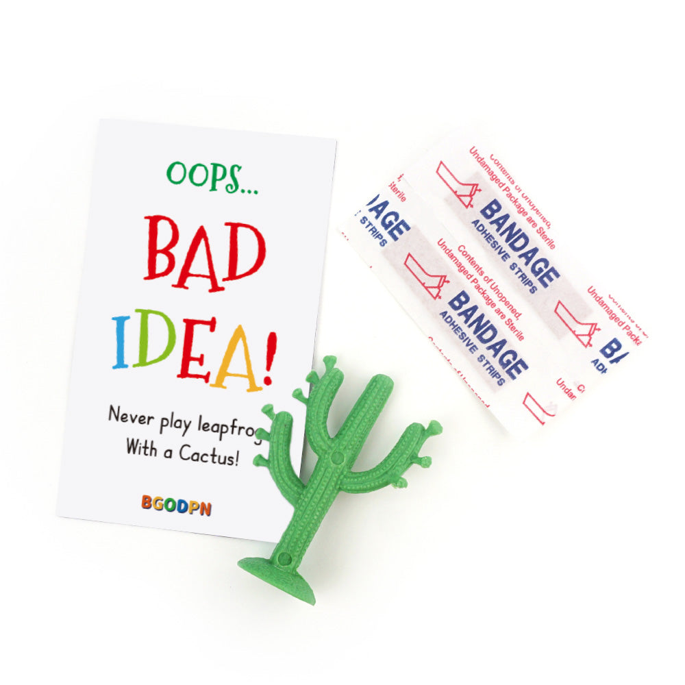 Christmas elf prop set with mini cactus, bandage strips, and activity card for holiday elf display