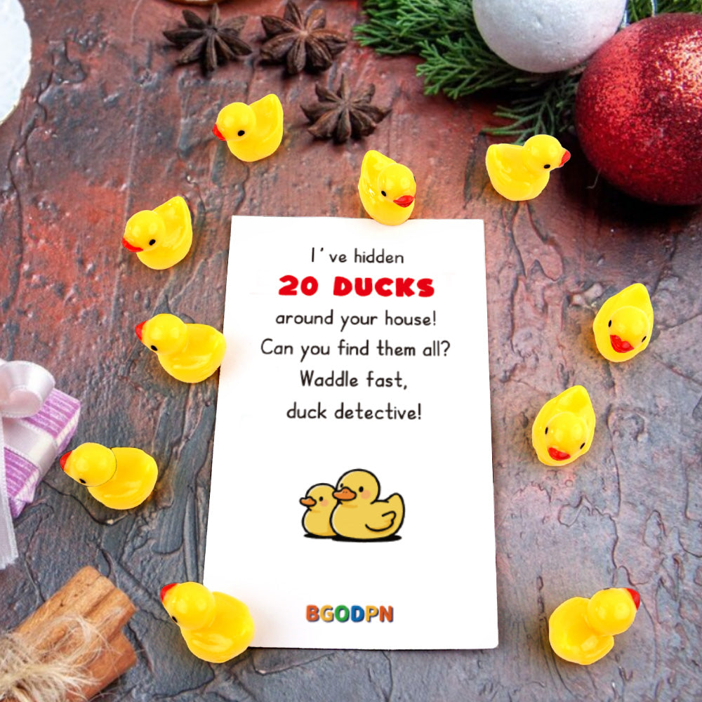 Christmas elf prop set with 20 mini duck figures and activity card for holiday elf scene display