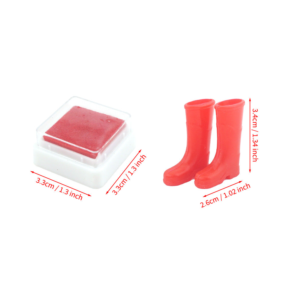 Christmas elf prop ink pad with elf boots and footprint activity card for a holiday elf scene display