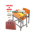 Christmas elf prop set with school desk, chair, backpack, mini supplies, and activity card