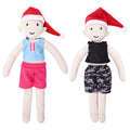 Christmas elf prop set with pink and black sports outfits, matching shorts, and headbands.