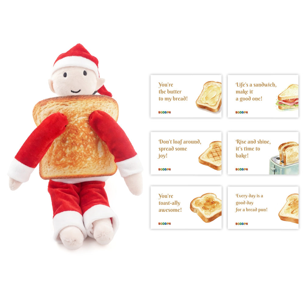 Christmas toast theme elf prop set with bread costume accessory and holiday message cards