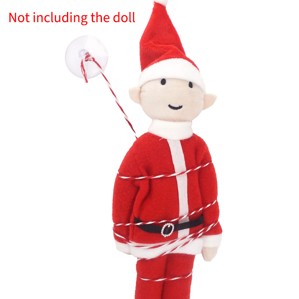Christmas elf prop set with milk bottle sticker, suction cup string, and activity card for holiday elf scene display