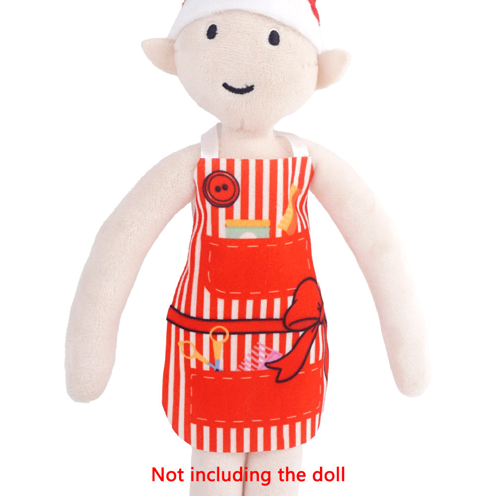 Christmas elf prop set with barber apron, colorful wig, hair roller, salon tools, and activity cards