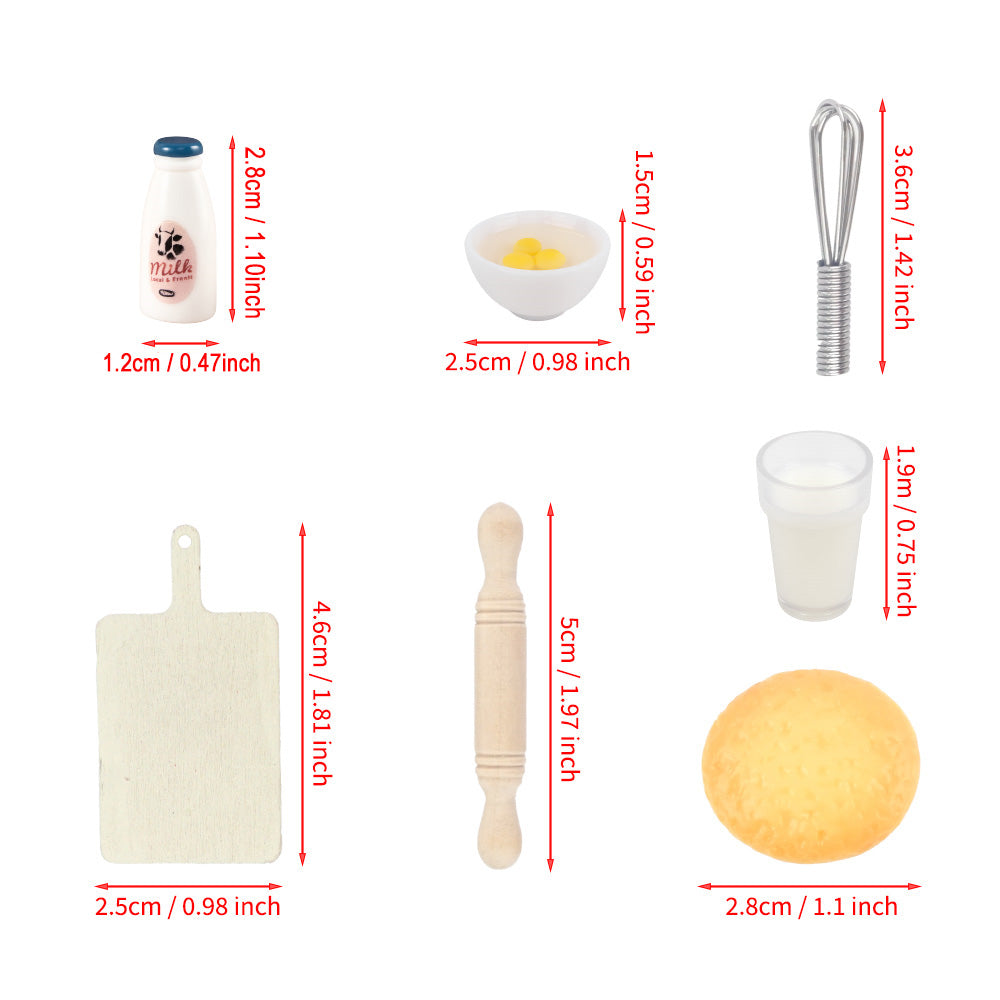 Christmas elf prop set with chef hat, apron, baking tools, milk, dough, and activity card.