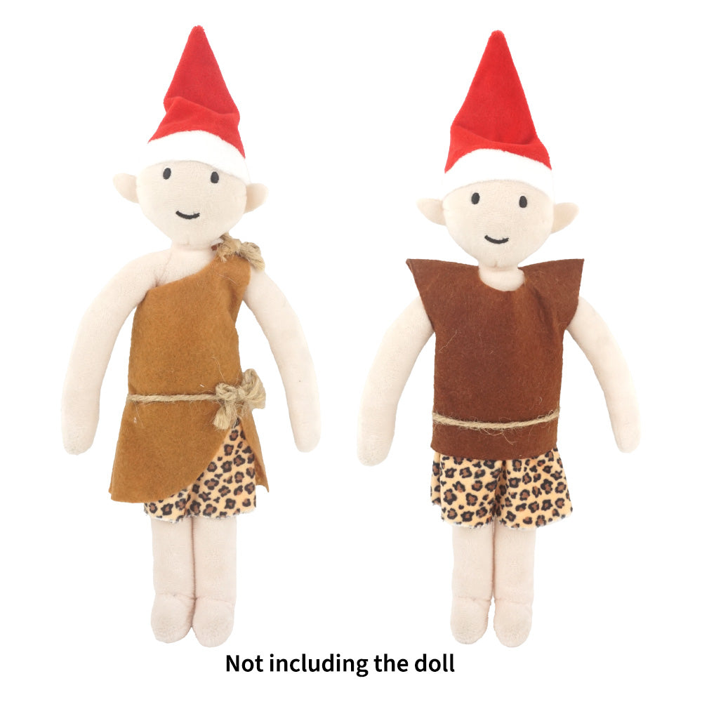 Christmas elf costume prop set with brown cave outfit for holiday elf display