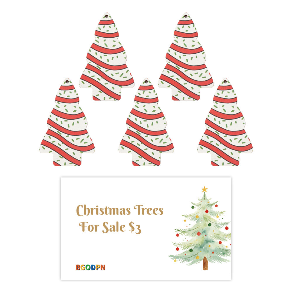 Christmas tree farm elf prop set with miniature Christmas trees and tree farm sign
