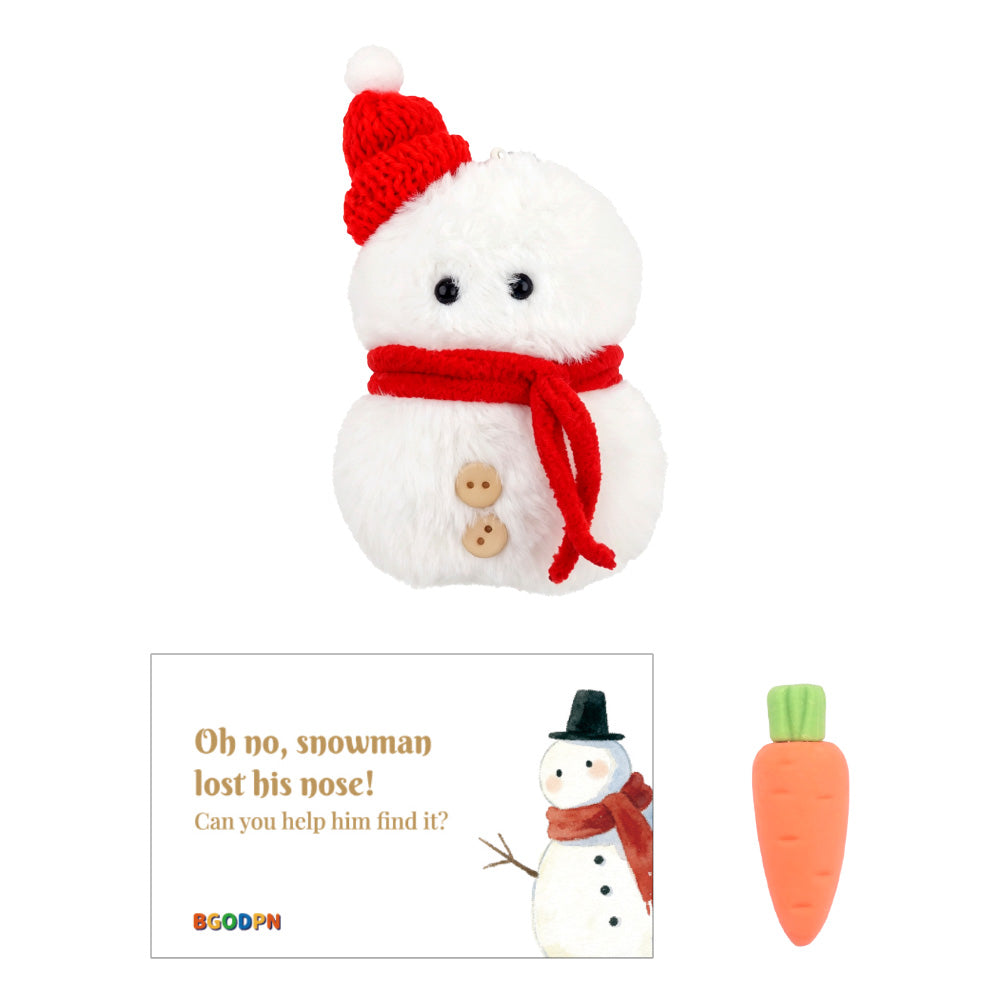 Christmas snowman nose hunt elf prop set with snowman, carrot nose, and holiday activity card