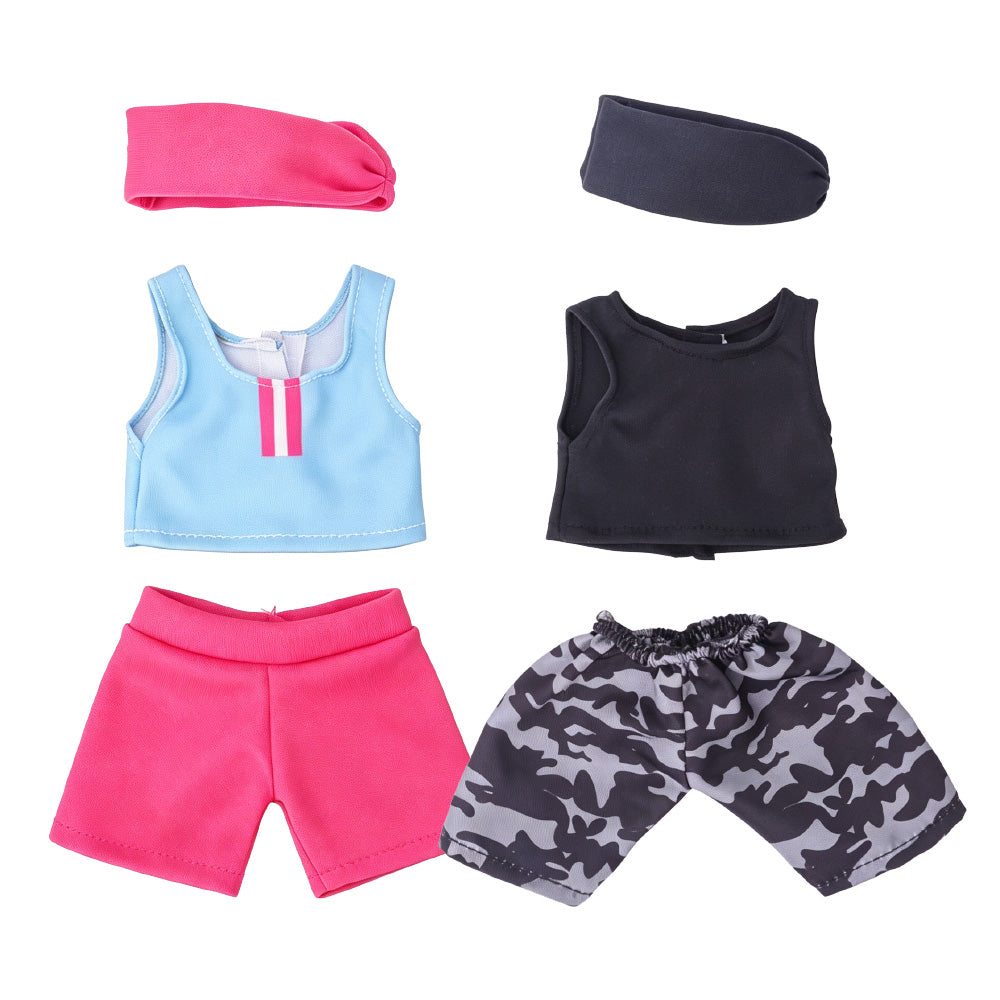 Christmas elf prop set with pink and black sports outfits, matching shorts, and headbands.