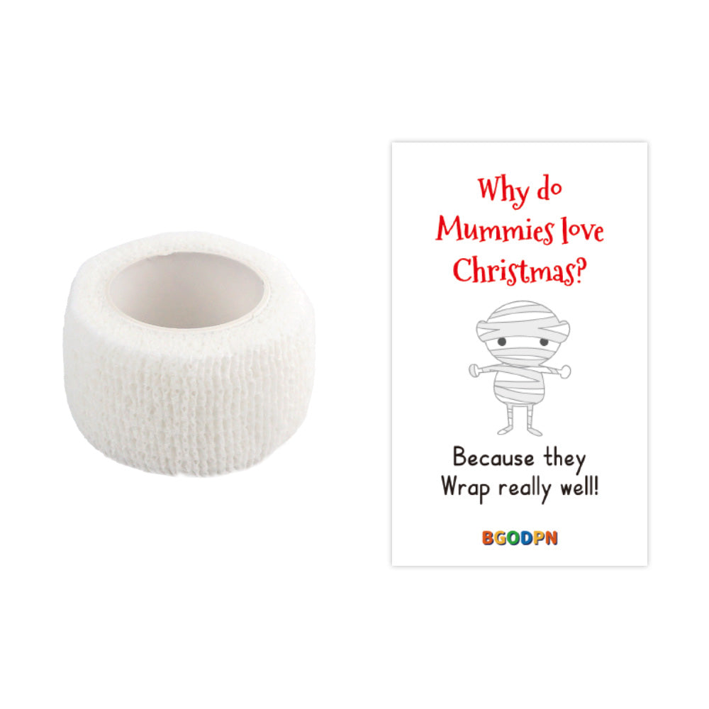 Christmas elf prop set with white wrap roll and activity card for a holiday elf scene display