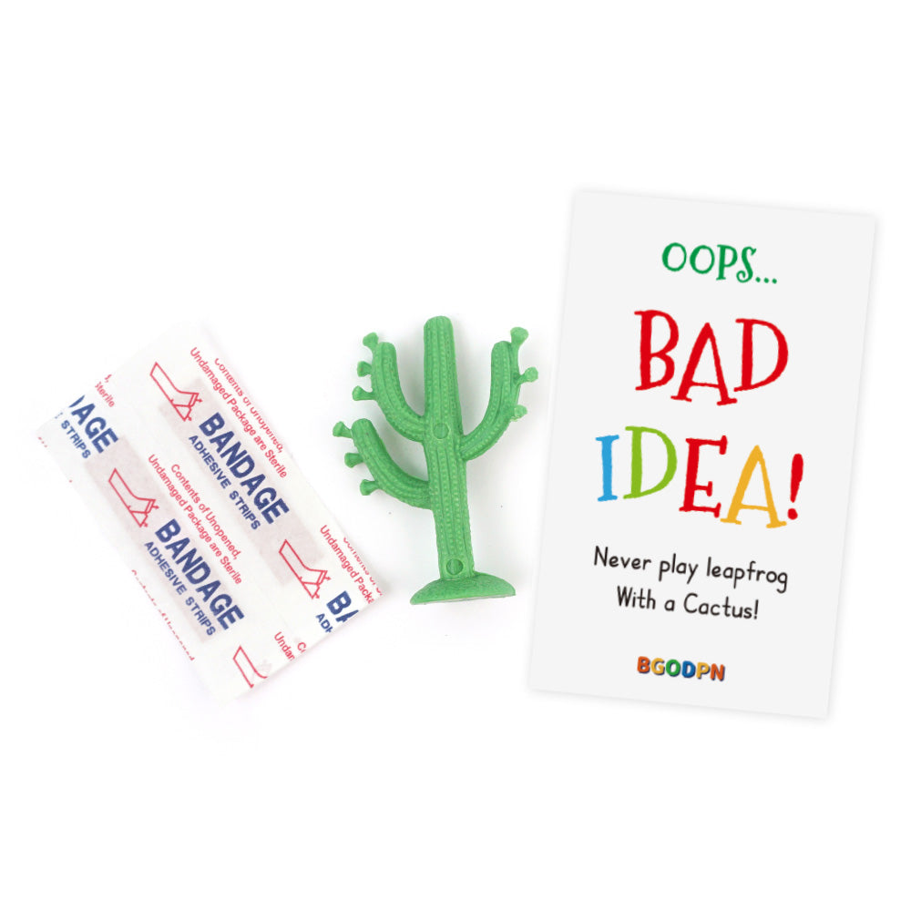 Christmas elf prop set with mini cactus, bandage strips, and activity card for holiday elf display